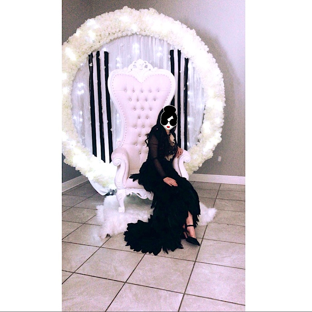 Feather Long Maxi Prom Embellished Gown Dress - Picture 5 of 12
